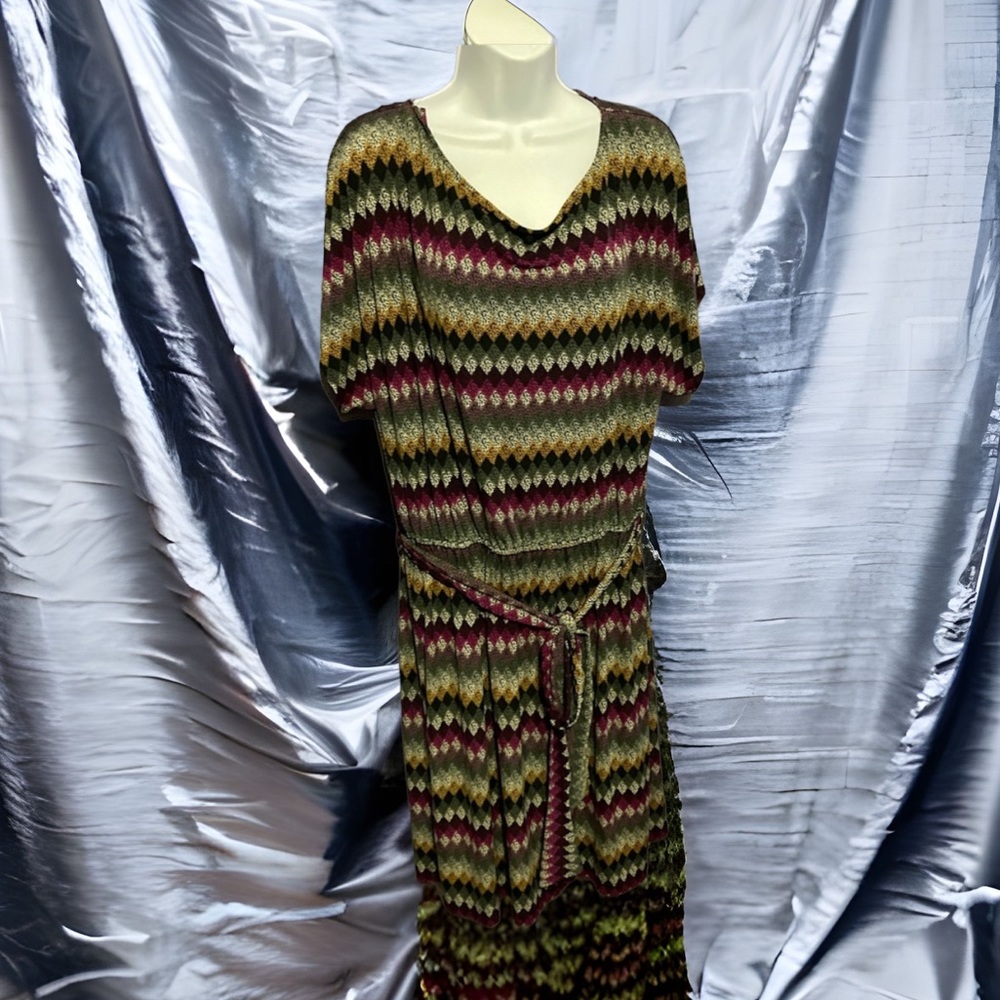 Size 16 New Directions Dress Slinky Stretchy w/ Matching Belt